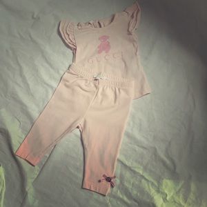 Gucci Baby Girl Pink Cotton Set size 6 months